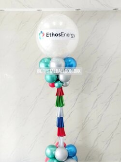 เสาลูกโป่ง เปิดงาน ลูกโป่งยาง ขนาด 36" สีขาว พร้อม ใส่กลิตเตอร์ 1 เสา พร้อมตกแต่ง สามารถเปลี่ยนสีลูกโป่ง/เปลี่ยนข้อความได้