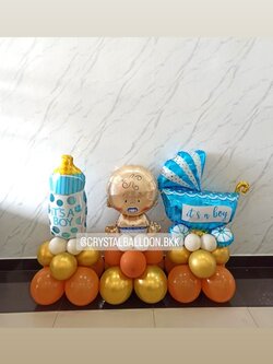 ลูกโป่ง Welcome Baby Boy ฟอยล์เด็ก ตั้งฐาน 1 ชิ้น พร้อม ฟอยล์ขวดนม ตั้งฐาน 1 ชิ้น,ฟอยล์รถเข็น ตั้งฐาน 1 ชิ้น พร้อมตกแต่ง สามารถเปลี่ยนสีลูกโป่ง/เปลี่ยนสี-ฟอยล์ตกแต่งได้