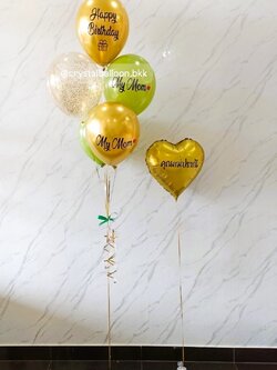 ลูกโป่งวันเกิด ลูกโป่งช่อ 5 ลูก 1 ช่อ พร้อม ฟอยล์หัวใจ ขนาด 18" 1 ชิ้น พร้อมตกแต่ง สามารถเปลี่ยนสีลูกโป่ง/เปลี่ยนข้อความได้