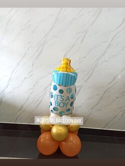 ลูกโป่ง Welcome Baby Boy ฟอยล์ขวดนม ตั้งฐาน 1 ชิ้น พร้อมตกแต่ง สามารถเปลี่ยนสีลูกโป่ง/เปลี่ยนสี-ฟอยล์ตกแต่งได้