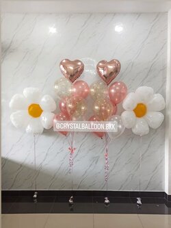 ลูกโป่ง แสดงความยินดี ช่อลูกโป่ง ฟอยล์หัวใจ ขนาด 18" 2 ช่อ พร้อม ฟอยล์ดอกเดซี่ 2 ดอก พร้อมตกเเต่ง สามารถเปลี่ยนสีลูกโป่ง/เปลี่ยนฟอยล์ตกแต่งได้