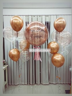 ลูกโป่ง วันเกิด Bubble ขนาด 24" สีสวย พร้อม ช่อลูกโป่ง ช่อ 7 ลูก 2 ช่อ,ลูกโป่งใส ใส่กลิตเตอร์ พร้อมตกเเต่ง สามารถเปลี่ยนสีลูกโป่ง/เปลี่ยนข้อความ/เปลี่ยนขนาดได้