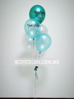 ลูกโป่ง วันเกิด ช่อลูกโป่ง 5 ลูก 1 ช่อ Theme เขียว พร้อมตกแต่ง สามารถเปลี่ยนสีลูกโป่ง/เปลี่ยนข้อความได้