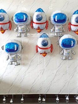 ลูกโป่ง วันเกิดเด็ก ฟอยล์มนุษย์อวกาศ 4 ชิ้น,ฟอยล์จรวด 4 ชิ้น พร้อมตกเเต่ง สามารถเปลี่ยนสีลูก