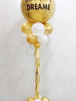 เสาลูกโป่ง เปิดงาน Bubble ขนาด 36" กลิตเตอร์สีทอง 1 เสา พร้อมตกแต่ง สามารถเปลี่ยนสีลูกโป่ง/เปลี่ยนข้อความได้