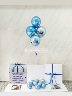 Happy Birthday Surprised Box กล่องเซอร์ไพรส์วันเกิด พร้อม ลูกโป่ง 4 ลูก พร้อมตกเเต่ง สามารถใส่รูปได้ 2 ใบ สามารถเปลี่ยนสีลูกโป่ง/เปลี่ยนสีข้อความได้