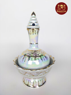 ที่กรวดน้ำมุกกลายทอง ขนาด สูง 7 นิ้ว