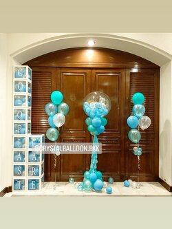 เสาลูกโป่ง Grand Opening Bubble ขนาด 36" พร้อม ช่อลูกโป่ง ช่อ 6 ลูก 2 ช่อ พร้อม กล่องใส ติดตัวอักษร 13 ตัวอักษร พร้อมตกเเต่ง สามารถเปลี่ยนสีลูกโป่ง/เปลี่ยนข้อความได้