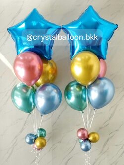 ลูกโป่ง วันเกิด ช่อลูกโป่งฟอยล์ดาว ขนาด 24" ช่อ 5 ลูก 2 ช่อ พร้อมตกแต่ง สามารถเปลี่ยนสีลูกโป่ง/เปลี่ยนข้อความ/เปลี่ยนขนาด/เปลี่ยนฟอยล์ตกแต่งได้