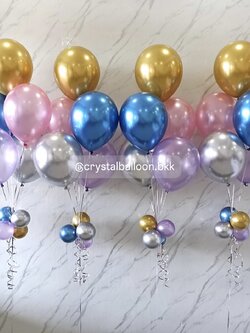 ลูกโป่ง แสดงความยินดี ช่อลูกโป่งสีโครเมี่ยม ช่อ 5 ลูก 4 ช่อ Theme หลากสี พร้อมตกแต่ง สามารถเปลี่ยนสีลูกโป่งได้