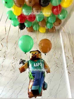 ลูกโป่ง วันเกิดเด็ก ฟอยล์ไมน์คราฟต์/ Minecraft เป่าลอย 1 ชิ้น , ลูกโป่งลอยฝ้า 30 ลูก , พร้อมตกแต่ง เปลี่ยนฟอยล์การตูนได้/ลูกโป่งสามารถเปลี่ยนสีได้