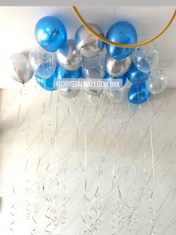 ลูกโป่ง วันเกิดเด็ก ลูกโป่งลอยฝ้า Theme น้ำเงินโครเมี่ยม-เงินโครเมี่ยม 20 ลูก พร้อมตกแต่ง สามารถเปลี่ยนสีลูกโป่งได้