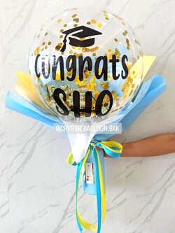 Balloon Cash Bubble ขนาด 18" คอนเฟตติสีทอง 1 ช่อ สามารถใส่เงินได้ 30 ใบ พร้อมตกแต่ง สามารถเปลี่ยนข้อความ/เปลี่ยนสีได้