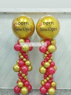 เสาลูกโป่ง เปิดร้าน Bubble ขนาด 36" กลิตเตอร์สีทอง 2 เสา พร้อมตกแต่ง สามารถเปลี่ยนสีลูกโป่ง/เปลี่ยนข้อความได้