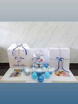 Surprised Box กล่องเซอร์ไพรส์วันครบรอบ Bubble ขนาด 18" ตั้งฐาน พร้อมตกแต่ง สามารถใส่รูปได้ 2 ใบ สามารถเปลี่ยนสีลูกโป่ง/เปลี่ยนสีข้อความได้