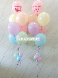 ลูกโป่ง Welcome Home ช่อลูกโป่งสีพาสเทล ช่อ 7 ลูก 2 ช่อ พร้อมตกแต่ง สามารถเปลี่ยนสีลูกโป่ง/เปลี่ยนข้อความได้