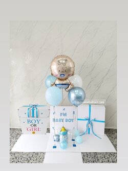 Gender Reveal Surprised Box กล่องทายเพศ พร้อมตกแต่ง ลูกโป่ง 4 ลูก ฟอยล์เด็กทารก 1 ชิ้น,สามารถใส่รูปได้ 2 รูป สามารถเปลี่ยนสีลูกโป่ง/เปลี่ยนสี-ฟอยล์ตกแต่ง/เปลี่ยนข้อความได้