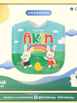 ผ้าซับน้ำลาย ใส่ชื่อได้ Rabbit Cuties Collection IV รหัส DBA00030 #SOdAbaby #RabbitCutiesCollection