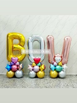 ลูกโป่ง วันเกิด ฟอยล์ตัวอักษร ขนาด 40" ตั้งฐาน 3 ชิ้น พร้อมตกแต่ง สามารถเปลี่ยนสีลูกโป่ง/เปลี่ยนสี-ฟอยล์ตัวเลขได้