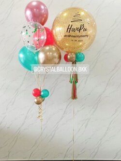 ลูกโป่ง เปิดงาน Bubble ขนาด 24" กลิตเตอร์สีทอง พร้อม ช่อลูกโป่ง ช่อ 5 ลูก 1 ช่อ พร้อมตกแต่ง สามารถเปลี่ยนสีลูกโป่ง/เปลี่ยนข้อความ/เปลี่ยนขนาดได้