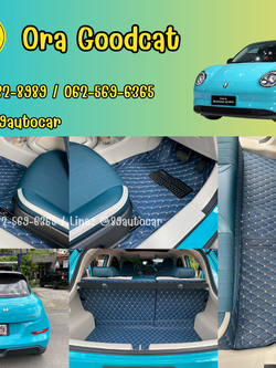 พรมปูพื้นรถยนต์ Ora Goodcat พรมVVIP ด้ายคู่ สีน้ำเงินด้ายทอง เต็มคัน