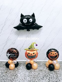 ลูกโป่ง Theme Halloween ตั้งฐาน 3 ชิ้น พร้อมตกแต่ง ฟอยล์ค้างคาว 1 ชิ้น สามารถเปลี่ยนสีลูกโป่ง/เปลี่ยนฟอยล์ตกแต่งได้