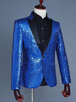 Pre-order เสื้อสูทชาย สูทแฟชั่น สูทกลิตเตอร์ สีฟ้า