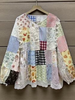 เสื้อผ้าฝ้ายต่อลายแต่งผ้าลูกไม้