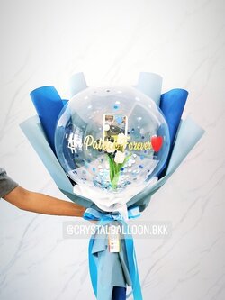 Flower Balloon ดอกทิวลิปประดิษฐ์ สีขาว พร้อมตกแต่ง สามารถใส่รูป 1 รูป,สามารถใส่เงินได้ 30 ใบ สามารถเปลี่ยนข้อความ/เปลี่ยนสีได้