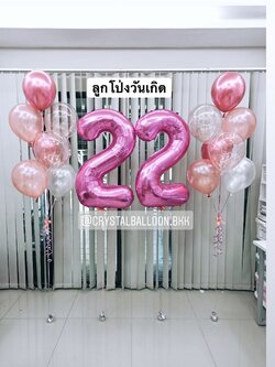 ลูกโป่ง วันเกิด ช่อลูกโป่ง ช่อ 7 ลูก 2 ช่อ Theme สีโรสโกล พร้อม ฟอยล์ตัวเลข 40" 2 ตัว,ลูกโป่งใส ใส่กลิตเตอร์ พร้อมตกเเต่ง สามารถเปลี่ยนสีลูกโป่ง/เปลี่ยนสี-ฟอยล์ตัวเลขได้