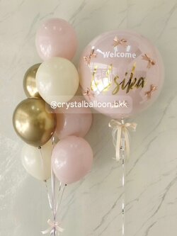 ลูกโป่ง Welcome Baby ลูกโป่งยาง ขนาด 24" สี Dusk Pink 1 ลูก พร้อม ประดับโบว์จิ๋ว 6 ชิ้น,ช่อลูกโป่ง ช่อ 7 ลูก 1 ช่อ สีคาเมเลียโครเมียม/Sand/Dusk Pink พร้อมตกแต่ง สามารถเปลี่ยนสีลูกโป่ง/เปลี่ยนข้อความ/เปลี่ยนขนาดได้