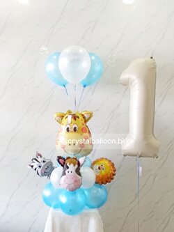 ลูกโป่งวันเกิดเด็ก ,ฟอยล์ยีราฟ ตั้งฐาน 1 ชิ้นพร้อม ลูกโป่ง เป่าลอย 3 ลูก ,พร้อมฟอยล์ตัวเลข 40" เป่าลอย 1 ชิ้น , พร้อมตกเเต่ง สามารถเปลี่ยนสีลูกโป่ง/ข้อความสามารถเปลี่ยนได้