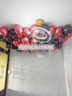 ลูกโป่ง วันเกิด ลูกโป่งลอยฝ้า Theme ดำ-ชมพูแชมเปญโครเมี่ยม 100 ลูก พร้อมตกแต่ง สามารถเปลี่ยนสีลูกโป่งได้