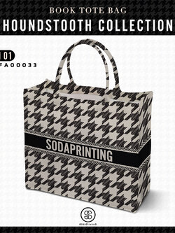 กระเป๋า Book Tote Bag HOUNDSTOOTH COLLECTION รหัส TFA00033 #ใส่ชื่อได้ #SOdAbag #SOdAPrintinG