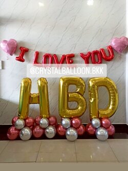 ลูกโป่งเซอร์ไพรส์วันเกิด ฟอยล์ตัวเลขตั้งฐาน 40" 3 ชิ้น ,ฟอยล์ 16" 8 ตัวอักษร , ฟอยล์หัวใจ 18" 2 ชิ้น ,พร้อมตกแต่ง สามารถเปลี่ยนสีลูกโป่ง/เปลี่ยนข้อความได้