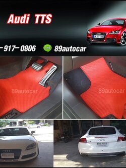 พรมกระดุม เล็ก PVC Audi TTS สีแดงขอบแดง 2 ชิ้น