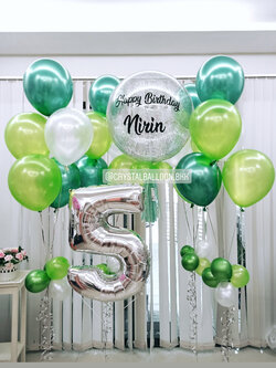 ลูกโป่ง วันเกิด Bubble ขนาด 24" Theme สีเขียว สดใส พร้อม ช่อลูกโป่ง ช่อ 5 ลูก 4 ช่อ,ฟอยล์ตัวเลข ขนาด 40" 1 ตัว พร้อมตกเเต่ง สามารถเปลี่ยนสีลูกโป่ง/เปลี่ยนสี-ฟอยล์ตัวเลข/เปลี่ยนข้อความ/เปลี่ยนขนาดได้