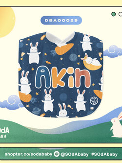 ผ้าซับน้ำลาย ใส่ชื่อได้ Rabbit Cuties Collection III รหัส DBA00029 #SOdAbaby #RabbitCutiesCollection