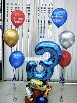 ลูกโป่ง วันเกิดเด็กชาย Theme รถเล็ก พร้อม ช่อลูกโป่ง ช่อ 3 ลูก 2 ช่อ พร้อม ฟอยล์ตัวเลข 40" ตั้งฐาน 1 ตัว พร้อมตกเเต่ง สามารถเปลี่ยนสีลูกโป่ง/เปลี่ยนสี-ตัวเลข/เปลี่ยนข้อความได้