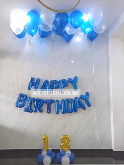 ลูกโป่ง วันเกิด ลอยฝ้า 20 ลูก พร้อมตกแต่ง ฟอยล์อักษร ขนาด16" HAPPY BIRTHDAY,ฟอยล์ตัวเลข ขนาด 16" ตั้งฐาน 2 ชิ้น สามารถเปลี่ยนสีลูกโป่ง/เปลี่ยนข้อความ/เปลี่ยนสี-ฟอยล์ตัวเลขได้