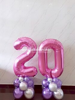 ลูกโป่งวันเกิด ฟอยล์ตัวเลข ขนาด 40" สีชมพู 2 ชิ้น Theme ม่วง - ชมพู พร้อมตกแต่ง สามารถเปลี่ยนสีลูกโป่ง/เปลี่ยนสี-ฟอยล์ตัวอักษรได้