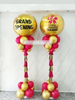 เสาลูกโป่ง เปิดร้าน Bubble ขนาด 36" กลิตเตอร์สีทอง 2 เสา พร้อมตกแต่ง สามารถเปลี่ยนสีลูกโป่ง/เปลี่ยนข้อความได้