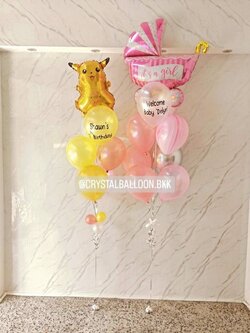 ลูกโป่ง Welcome Baby Girl ช่อลูกฟอยล์รถเข็นชมพู ช่อ 9 ลูก 1 ช่อ พร้อมตกแต่ง ช่อลูกโป่งฟอยล์ปิกาจู ช่อ 7 ลูก 1 ช่อ,ลูกโป่งลายหิน USA 1 ลูก สามารถเปลี่ยนสีลูกโป่ง/เปลี่ยนสี-ฟอยล์ตกแต่งได้
