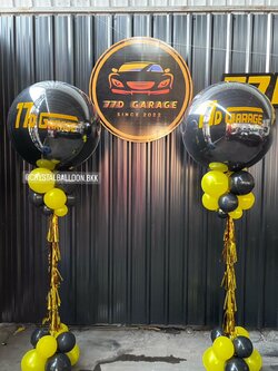 เสาลูกโป่ง เปิดร้าน ลูกโป่งยาง ขนาด 36" สีดำ 2 เสา พร้อมตกแต่ง สามารถเปลี่ยนสีลูกโป่ง/เปลี่ยนข้อความได้
