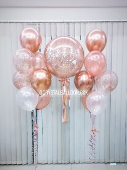 ลูกโป่ง Bride To Be Bubble ขนาด 24" พร้อมตกแต่ง ช่อลูกโป่ง 7 ลูก 2 ช่อ,ลูกโป่งใส ใส่กลิตเตอร์ สามารถเปลี่ยนสีลูกโป่ง/เปลี่ยนข้อความ/เปลี่ยนขนาดได้