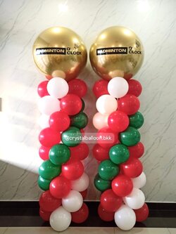 เสาลูกโป่ง เปิดงาน ลูกโป่งยาง ขนาด 36" สีทอง 2 เสา พร้อมตกแต่ง สามารถเปลี่ยนสีลูกโป่ง/เปลี่ยนข้อความได้