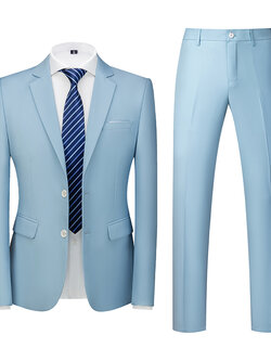 Pre-order เสื้อสูทชาย สีฟ้า ทรงสลิม สไตล์เกาหลี