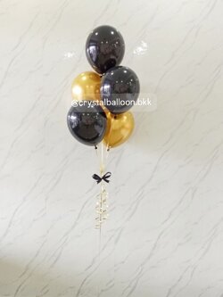 ลูกโป่ง วันเกิด ช่อลูกโป่ง ช่อ 5 ลูก 1 ช่อ Theme สี ดำ-ทอง พร้อมตกแต่ง สามารถเปลี่ยนสีลูกโป่งได้