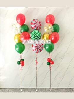 ลูกโป่ง Christmas ช่อลูกโป่ง ช่อ 6 ลูก 2 ช่อ พร้อม ช่อฟอยล์ดาว ขนาด 18" ช่อ 3 ลูก 1 ช่อ พร้อมตกแต่ง สามารถเปลี่ยนสีลูกโป่ง/เปลี่ยนฟอยล์ตกแต่งได้
