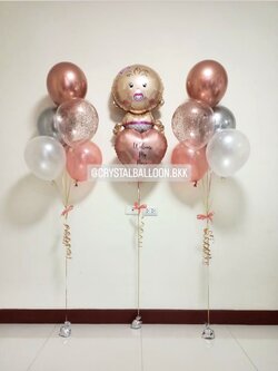 ลูกโป่ง Welcome Baby ช่อลูกโป่งฟอยล์เด็กทารก 1 ชิ้น+ฟอยล์หัวใจ ขนาด 18" 1 ชิ้น พร้อมตกแต่ง ช่อลูกโป่ง 5 ลูก 2 ช่อ,ลูกโป่งใส ใส่กลิตเตอร์ สามารถเปลี่ยนสีลูกโป่ง/เปลี่ยนข้อความ/เปลี่ยนฟอยล์ตกแต่งได้
